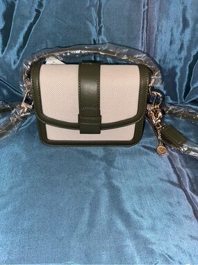 Anne Klein Olive Green and Cream Crossbody Shoulder Bag